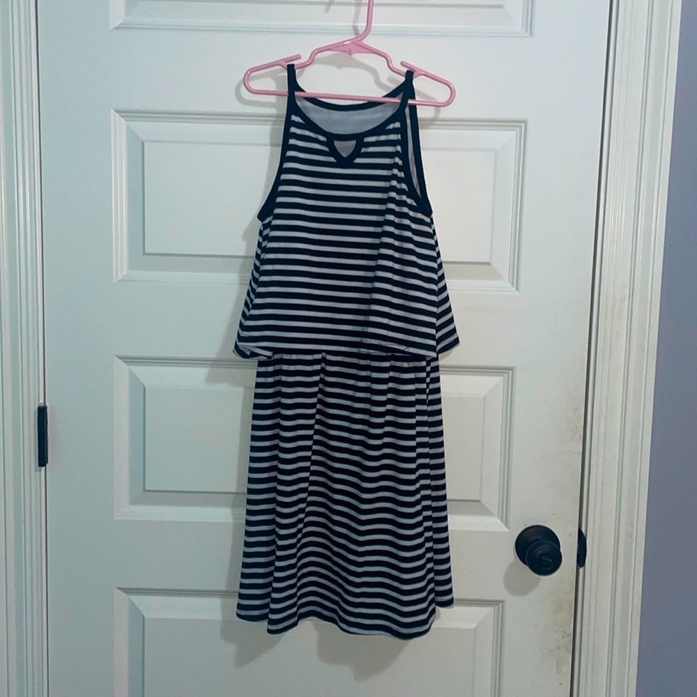 Kids black and white striped dress